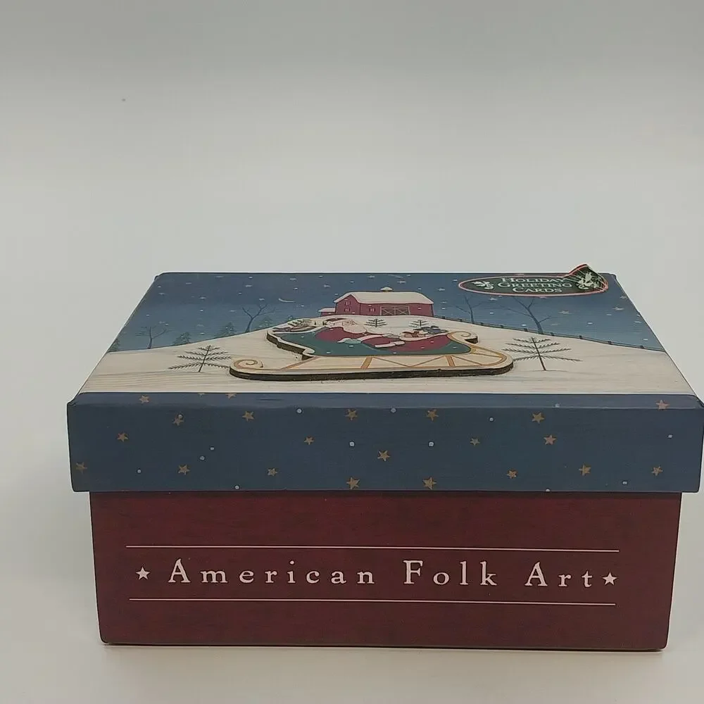 Warren Kimble Holiday Greeting Cards Set of 14 w Decorative Storage Box America
